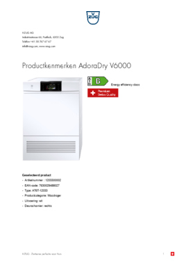 Product informatie V ZUG droger warmtepomp AdoraDry V6000 R