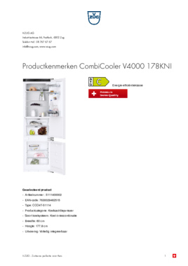 Product informatie V ZUG koelkast inbouw COMBICOOLER V4000 178KNI