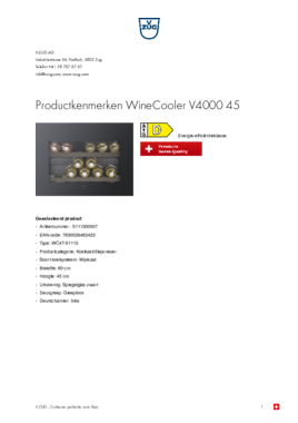 Product informatie V ZUG wijnkoelkast WINECOOLER V4000 45 LEFT zwart