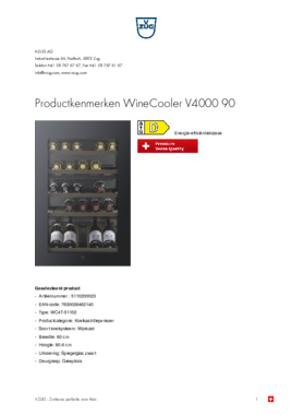 Product informatie V ZUG wijnkoelkast inbouw WINECOOLER 90 S zwart glas rechtsdr
