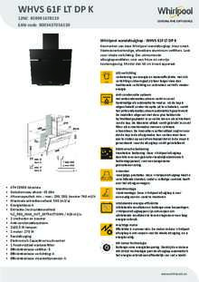 Product informatie WHIRLPOOL afzuigkap wand WHVS 61F LT DP K
