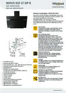 Product informatie WHIRLPOOL afzuigkap wand WHVS 91F LT DP K