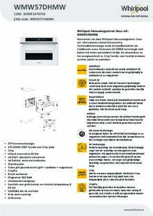 Product informatie WHIRLPOOL combi magnetron WMW57DHMW
