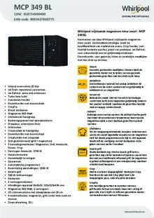 Product informatie WHIRLPOOL combi magnetron inbouw MCP 349 BL