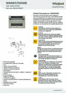 Product informatie WHIRLPOOL combi magnetron inbouw WMW57DHME