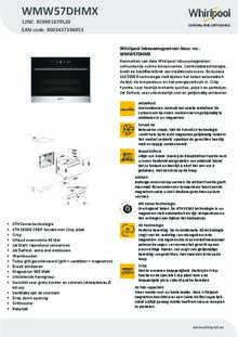 Product informatie WHIRLPOOL combi magnetron inbouw WMW57DHMX
