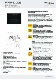 Product informatie WHIRLPOOL combi magnetron inbouw WMW57DMB