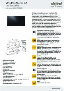 Product informatie WHIRLPOOL inductie kookplaat met afzuiging inbouw WEX9024DCFF2