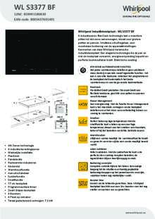 Product informatie WHIRLPOOL inductie kookplaat met afzuiging inbouw WL S3377 BF