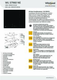 Product informatie WHIRLPOOL inductie kookplaat met afzuiging inbouw WL S7960 NE