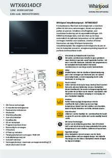 Product informatie WHIRLPOOL inductie kookplaat met afzuiging inbouw WTX6014DCF