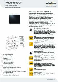 Product informatie WHIRLPOOL inductie kookplaat met afzuiging inbouw WTX6019DCF