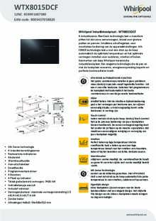 Product informatie WHIRLPOOL inductie kookplaat met afzuiging inbouw WTX8015DCF