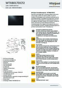Product informatie WHIRLPOOL inductie kookplaat met afzuiging inbouw WTX8017DCF2