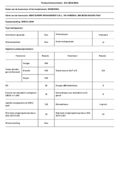 Product informatie WHIRLPOOL koelkast W55V1 113W