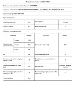 Product informatie WHIRLPOOL koelkast WHG2 6573W X4E