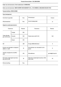 Product informatie WHIRLPOOL koelkast inbouw WHSS 2131B4