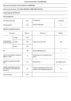 Product informatie WHIRLPOOL koelkast wit W5 721E W
