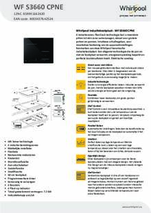 Product informatie WHIRLPOOL kookplaat inbouw inductie WF S3660 CPNE