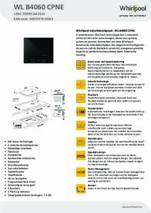 Product informatie WHIRLPOOL kookplaat inbouw inductie WL B4060 CPNE