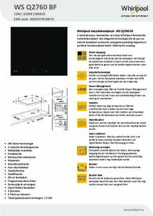 Product informatie WHIRLPOOL kookplaat inbouw inductie WS Q2760 BF