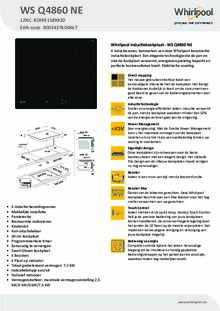 Product informatie WHIRLPOOL kookplaat inbouw inductie WS Q4860 NE