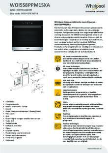 Product informatie WHIRLPOOL oven WOI5S8PPM1SXA