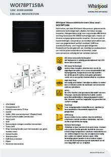 Product informatie WHIRLPOOL oven WOI78PT1SBA
