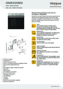 Product informatie WHIRLPOOL oven inbouw OMR35HR0X