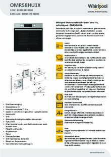 Product informatie WHIRLPOOL oven inbouw OMR58HU1X
