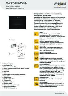 Product informatie WHIRLPOOL oven inbouw WCC54PMSBA