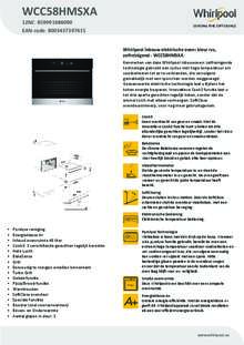 Product informatie WHIRLPOOL oven inbouw WCC58HMSXA