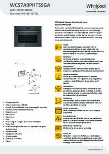 Product informatie WHIRLPOOL oven inbouw WCS7A9PHTSSGA