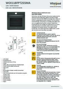 Product informatie WHIRLPOOL oven inbouw WOI118FPT2SSMA