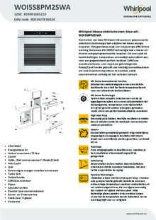 Product informatie WHIRLPOOL oven inbouw WOI5S8PM2SWA