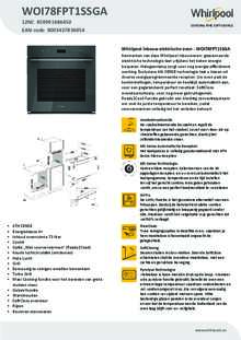 Product informatie WHIRLPOOL oven inbouw WOI78FPT1SSGA