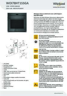 Product informatie WHIRLPOOL oven inbouw WOI78HT1SSGA