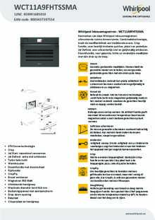 Product informatie WHIRLPOOL oven met magnetron inbouw WCT11A9FHTSSMA