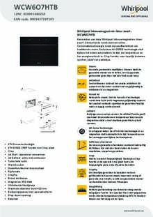 Product informatie WHIRLPOOL oven met magnetron inbouw WCW6O7HTB