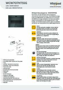 Product informatie WHIRLPOOL oven met magnetron inbouw WCW7O7HTSSG