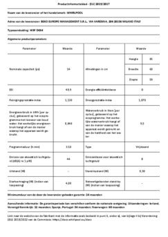 Product informatie WHIRLPOOL vaatwasser W3F D634