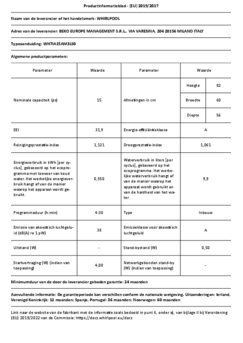 Product informatie WHIRLPOOL vaatwasser inbouw WH7IA15AM3LS0