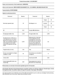 Product informatie WHIRLPOOL vaatwasser inbouw WH7IPC15BM60