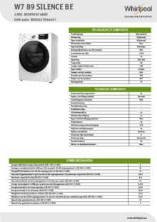 Product informatie WHIRLPOOL wasmachine W7 89 SILENCE BE