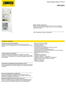Product informatie ZANUSSI koelkast inbouw ZNFE18ES3