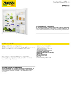 Product informatie ZANUSSI koelkast inbouw ZRAE88ES