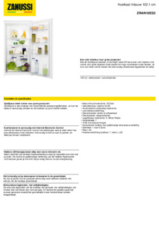 Product informatie ZANUSSI koelkast inbouw ZRAN10ES2