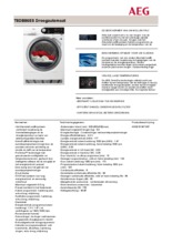Product informatie AEG droger warmtepomp T8DB86ES