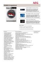 Product informatie AEG droger warmtepomp T8DE86ES