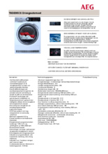 Product informatie AEG droger warmtepomp T8DE95CS
